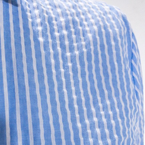 ATM XS / S Summer Seersucker Stripe Button Down Shirt Longsleeve Top July 4th - Picture 2 of 11